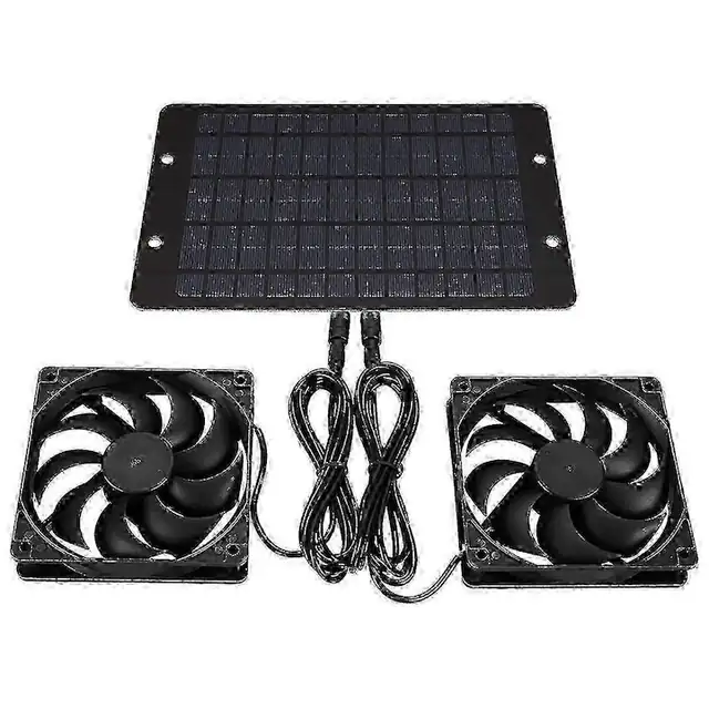 Ventilator de evacuare solar, 2 ventilatoare, IP65, negru, 12x12x2.5cm, 270x175mm