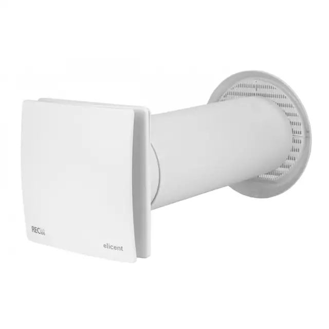 Ventilator Elicent Rec Duo 100, cu recuperare de caldura, silentios, motor EC brushless, canal telescopic, 40 m³/h, IPX4, A+, 100 mm
