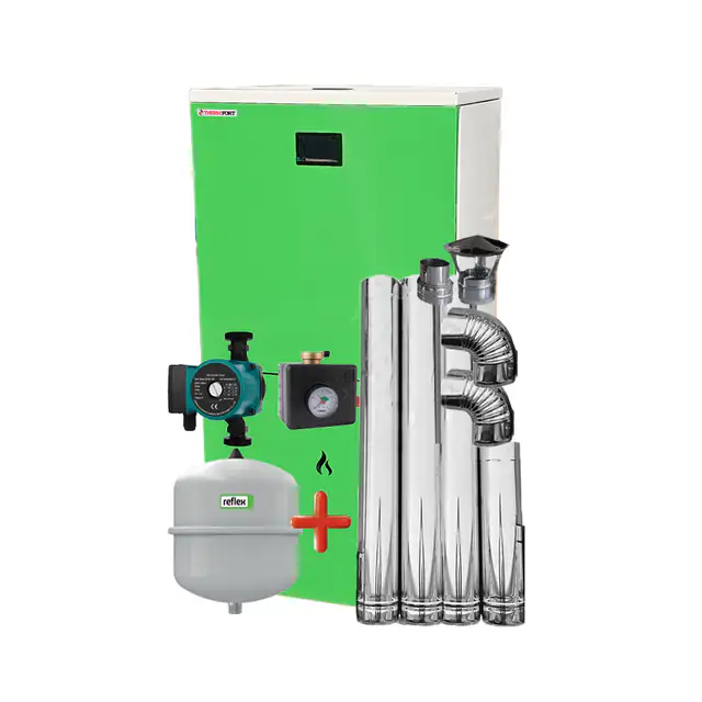 Centrala Pe Peleti Compacta Thermfort 10 30kw Tpb30 Kit De Evacuare Inclus Pompa Grup Siguranta Vas